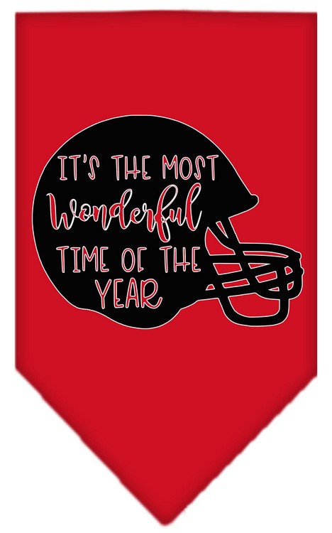 Most Wonderful Time of the Year (Football) Screen Print Bandana Red Small